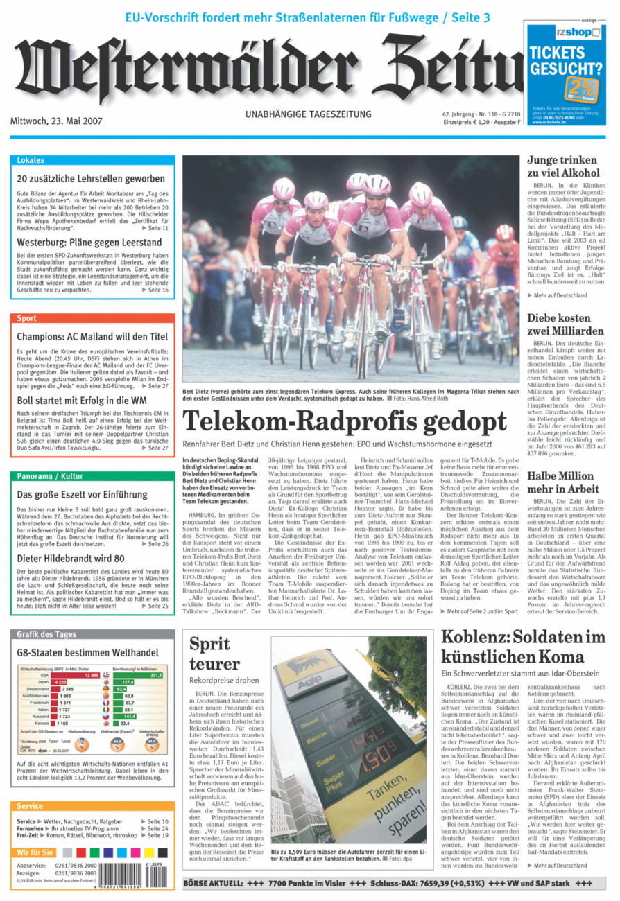 Westerwälder Zeitung vom Mittwoch, 23.05.2007