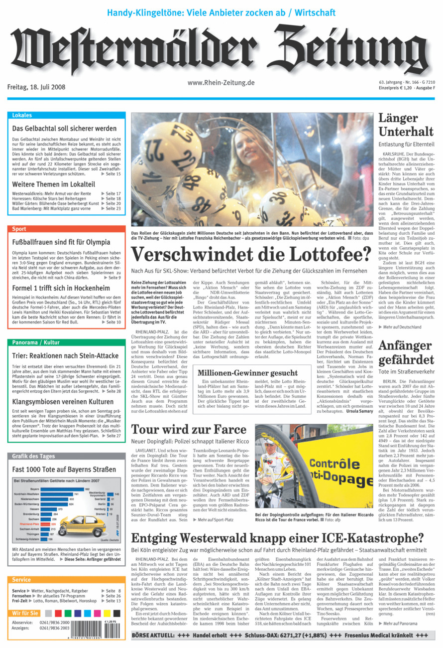 Westerwälder Zeitung vom Freitag, 18.07.2008