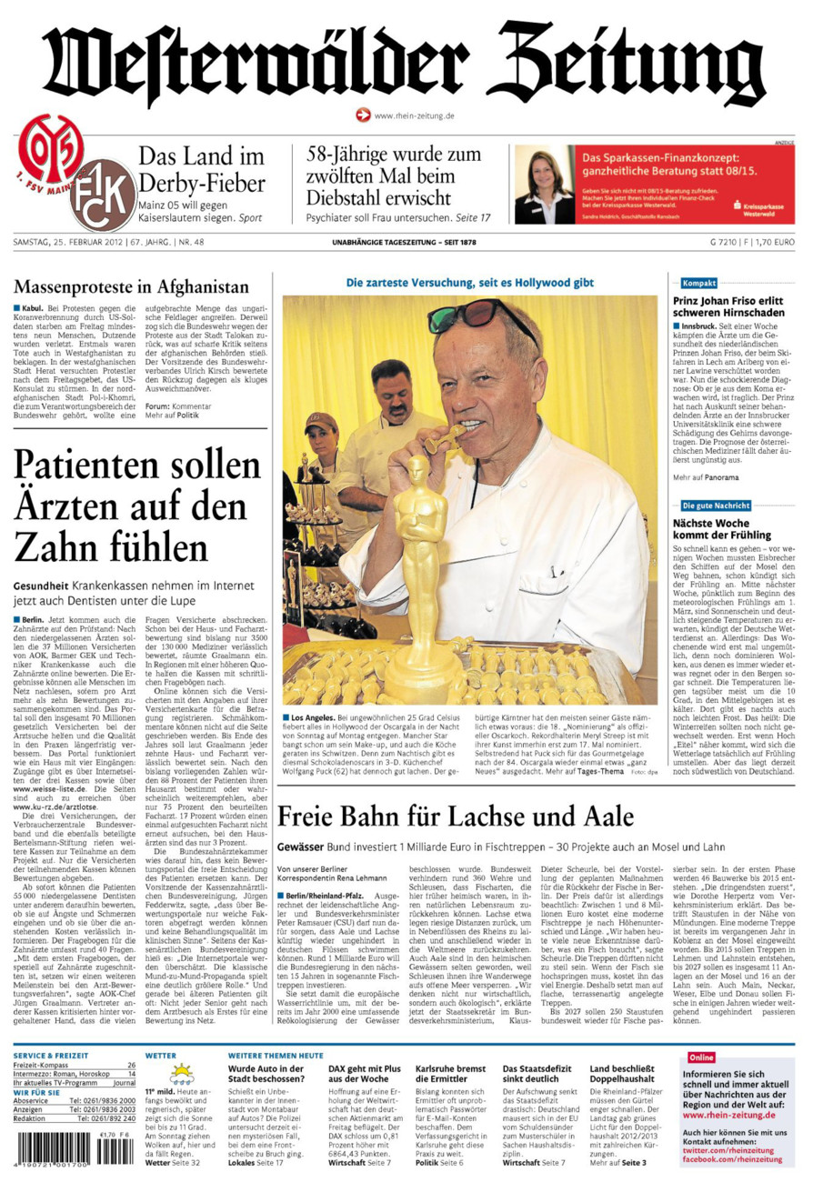 Westerwälder Zeitung vom Samstag, 25.02.2012
