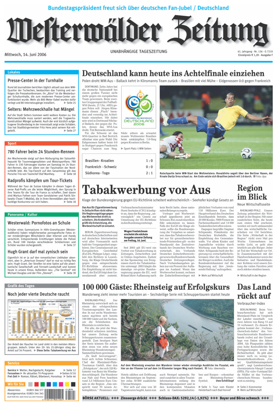 Westerwälder Zeitung vom Mittwoch, 14.06.2006
