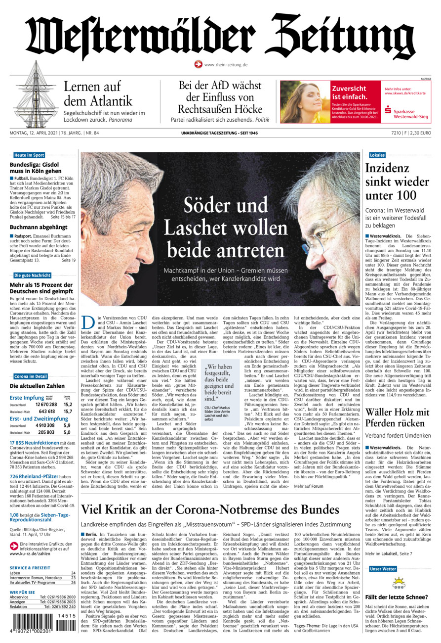 Westerwälder Zeitung vom Montag, 12.04.2021