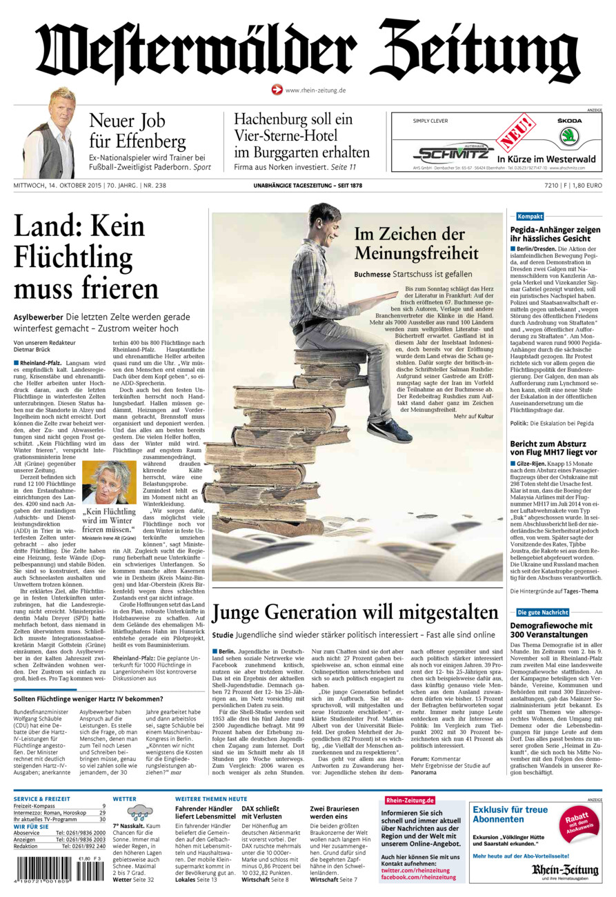 Westerwälder Zeitung vom Mittwoch, 14.10.2015