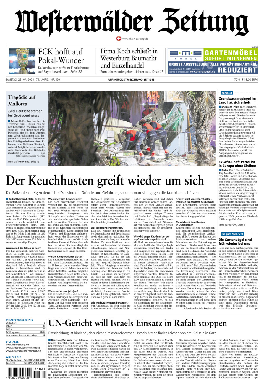 Westerwälder Zeitung vom Samstag, 25.05.2024