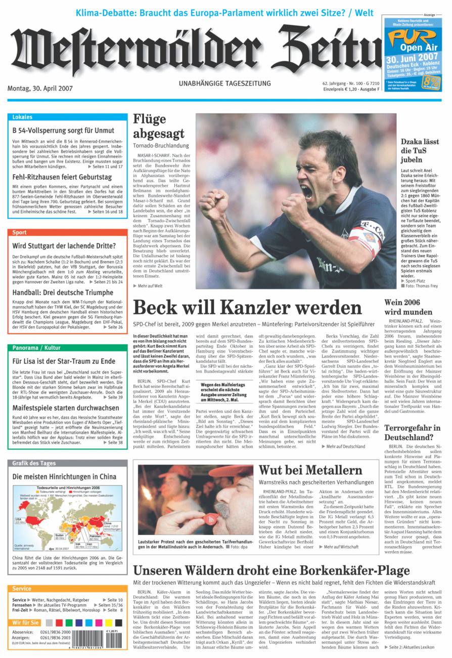 Westerwälder Zeitung vom Montag, 30.04.2007