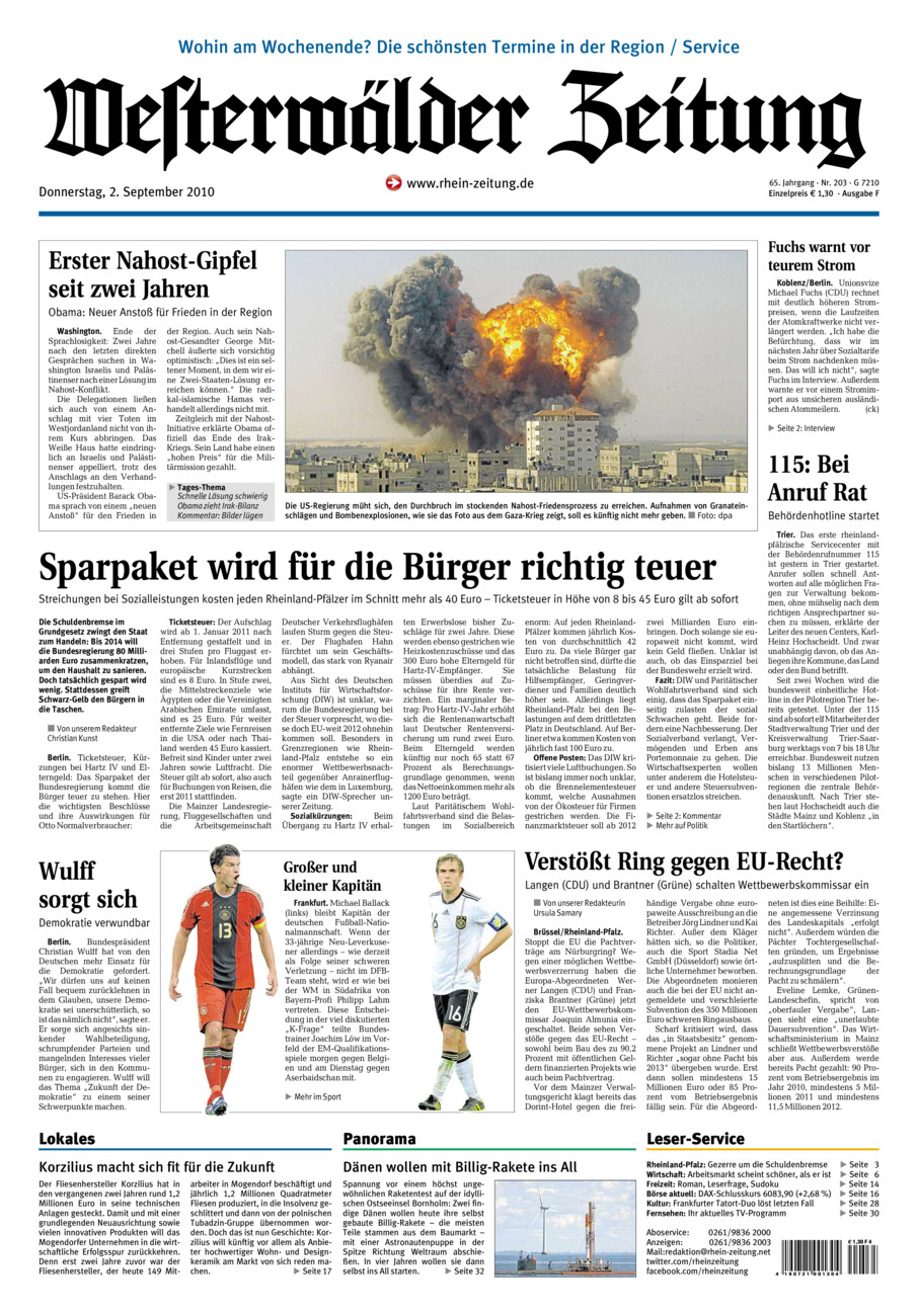 Westerwälder Zeitung vom Donnerstag, 02.09.2010