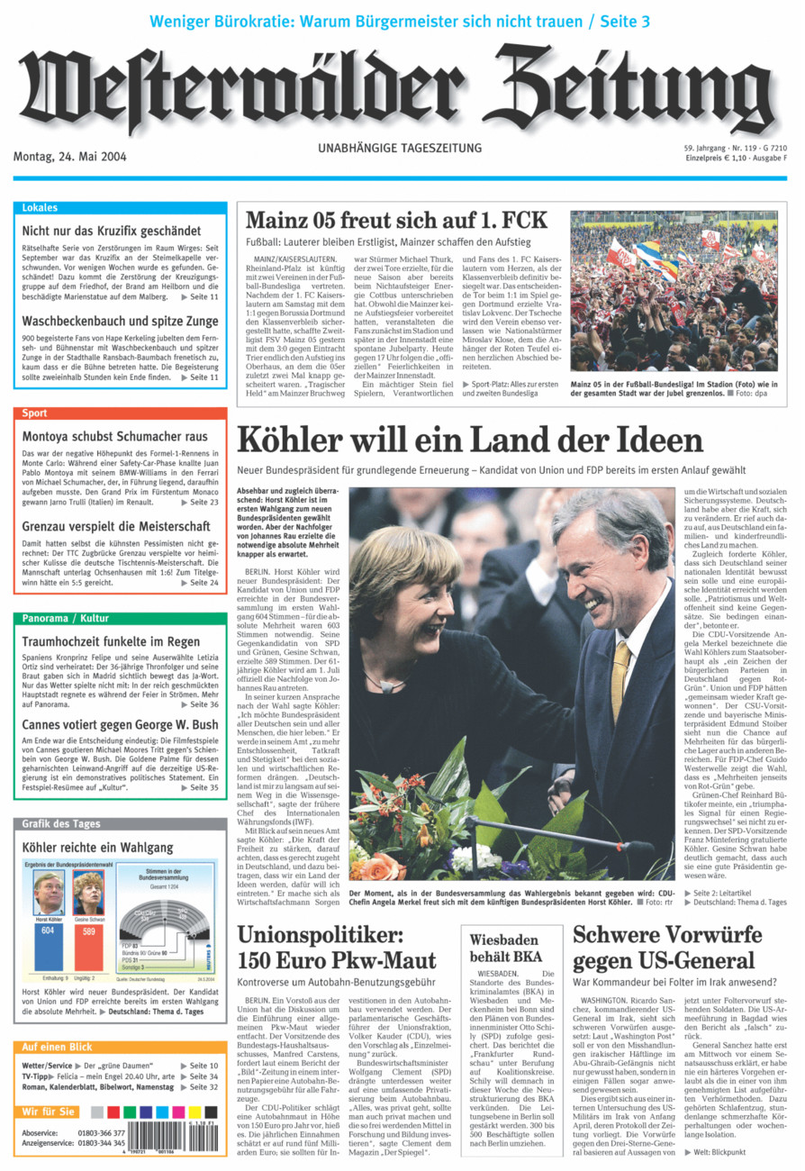 Westerwälder Zeitung vom Montag, 24.05.2004
