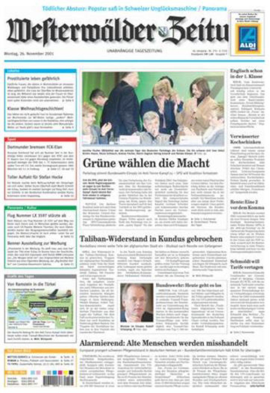 Westerwälder Zeitung vom Montag, 26.11.2001
