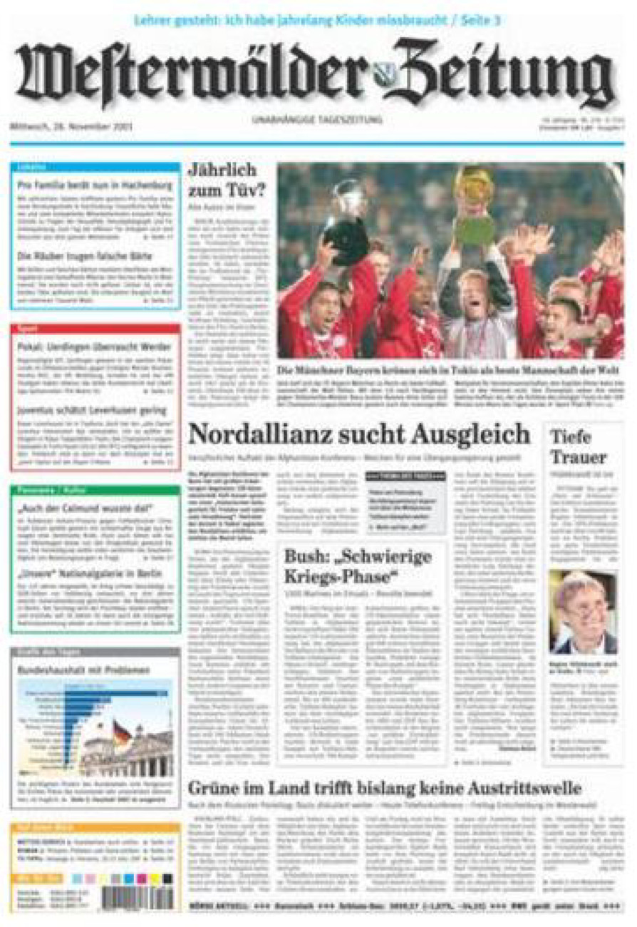 Westerwälder Zeitung vom Mittwoch, 28.11.2001