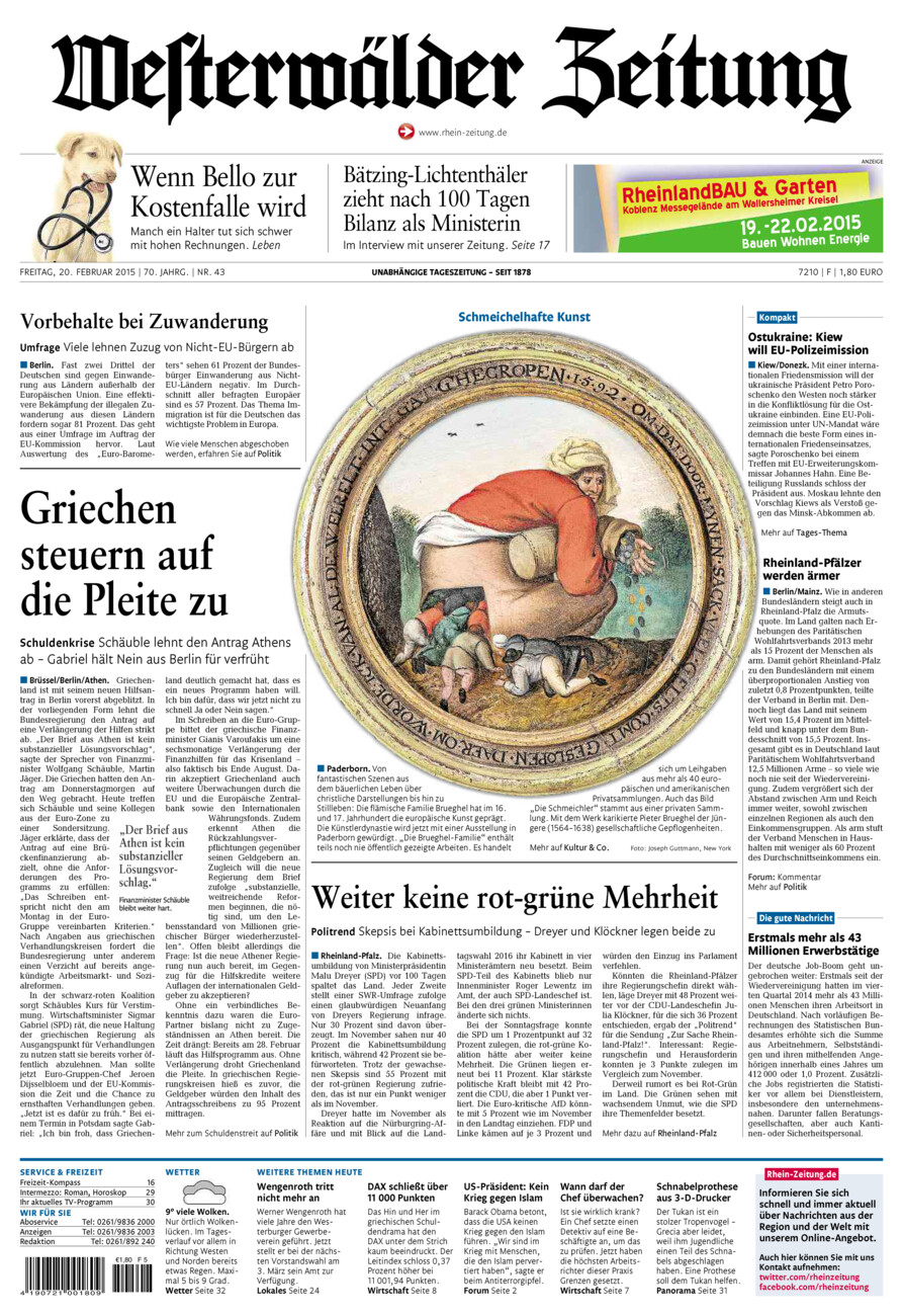 Westerwälder Zeitung vom Freitag, 20.02.2015