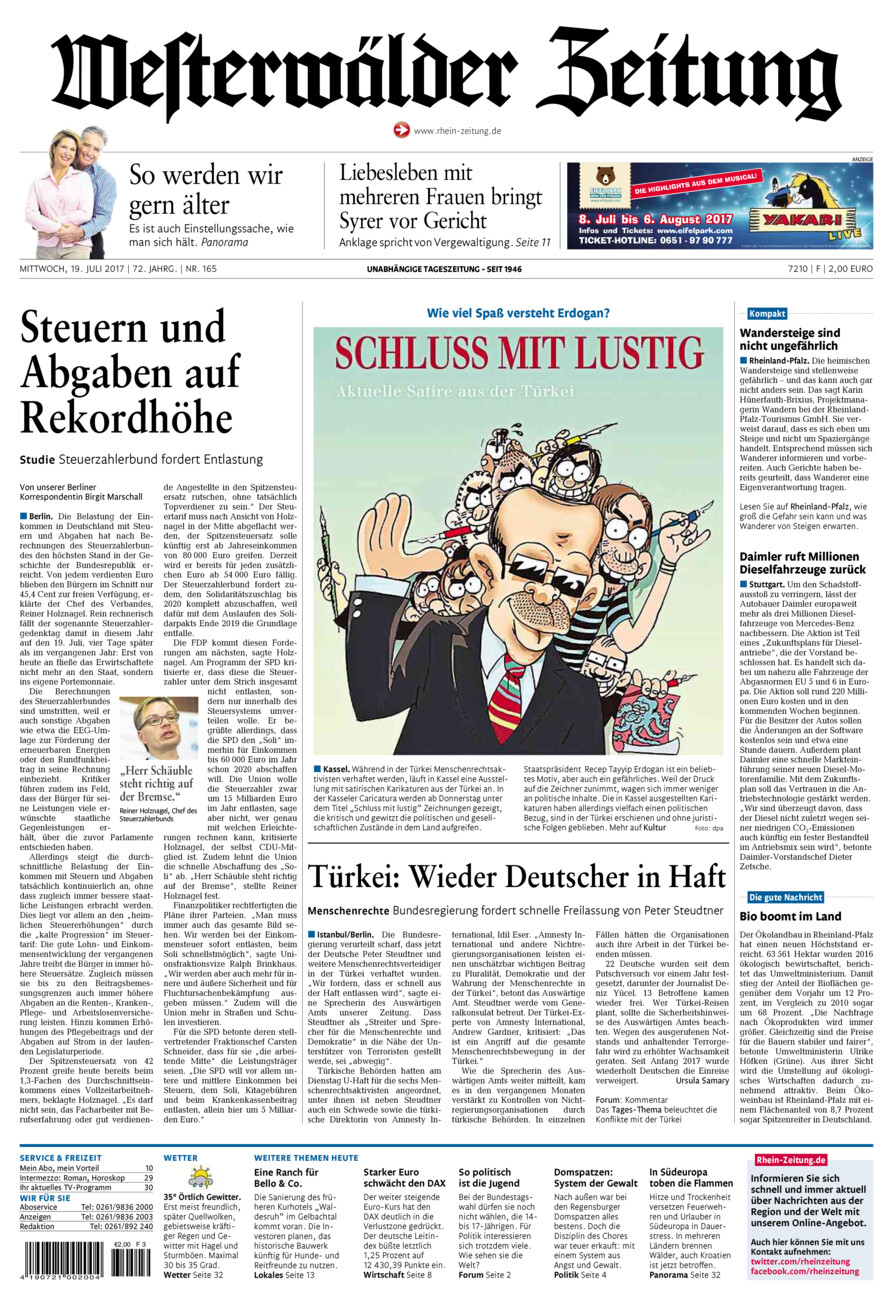 Westerwälder Zeitung vom Mittwoch, 19.07.2017