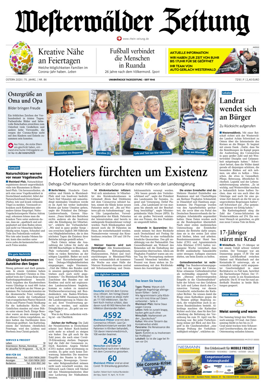 Westerwälder Zeitung vom Samstag, 11.04.2020