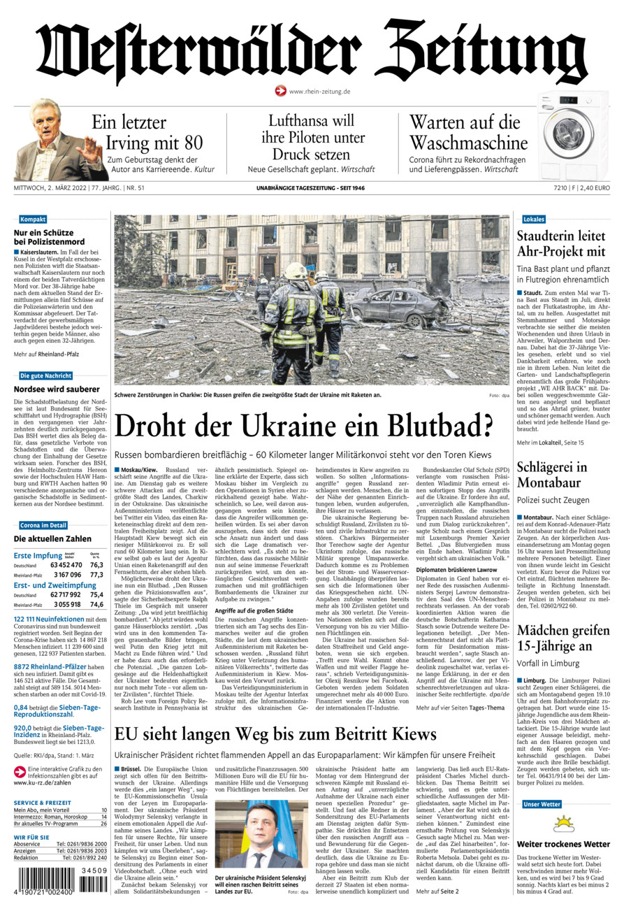 Westerwälder Zeitung vom Mittwoch, 02.03.2022