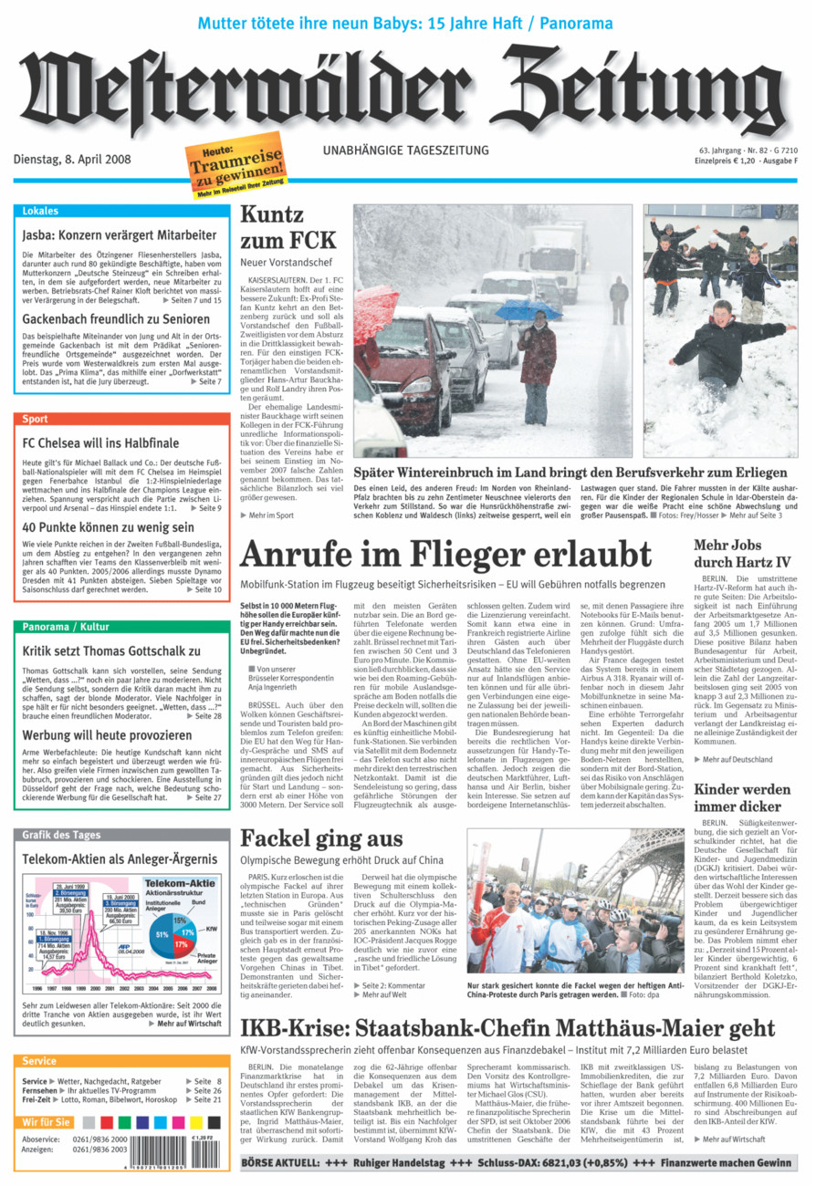 Westerwälder Zeitung vom Dienstag, 08.04.2008