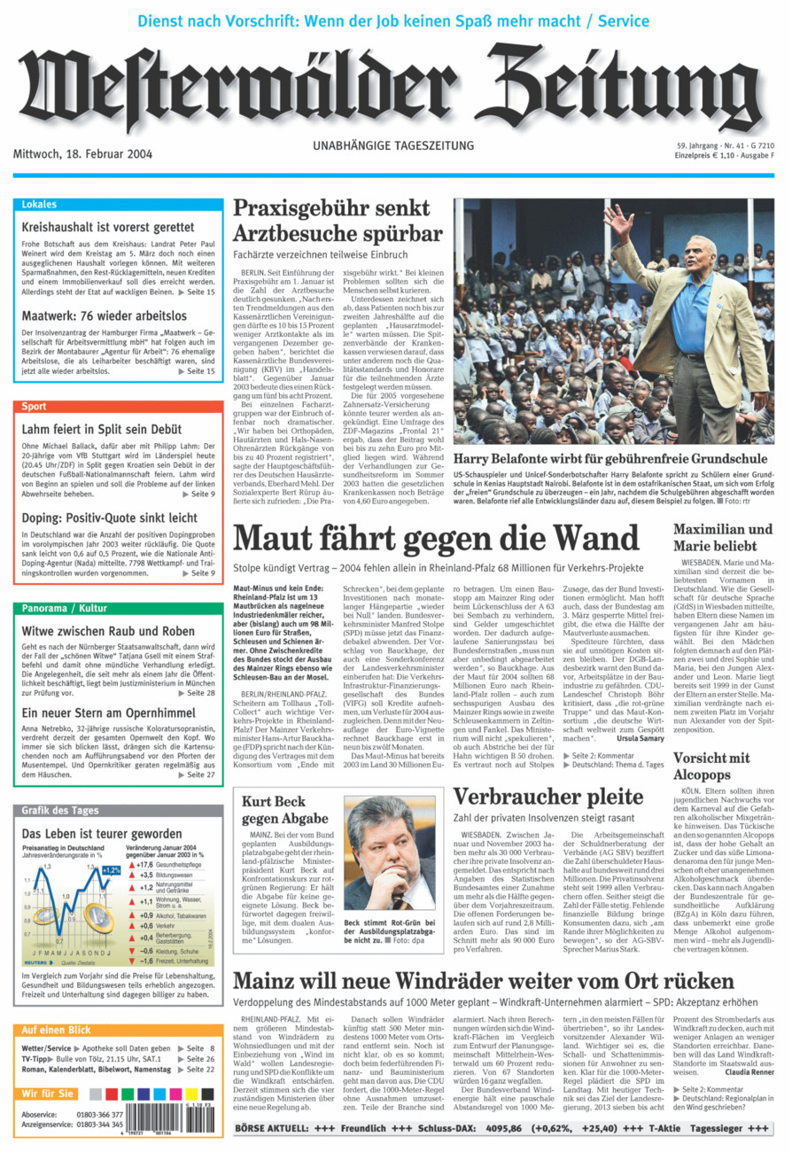Westerwälder Zeitung vom Mittwoch, 18.02.2004