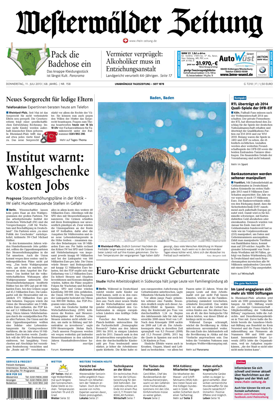 Westerwälder Zeitung vom Donnerstag, 11.07.2013