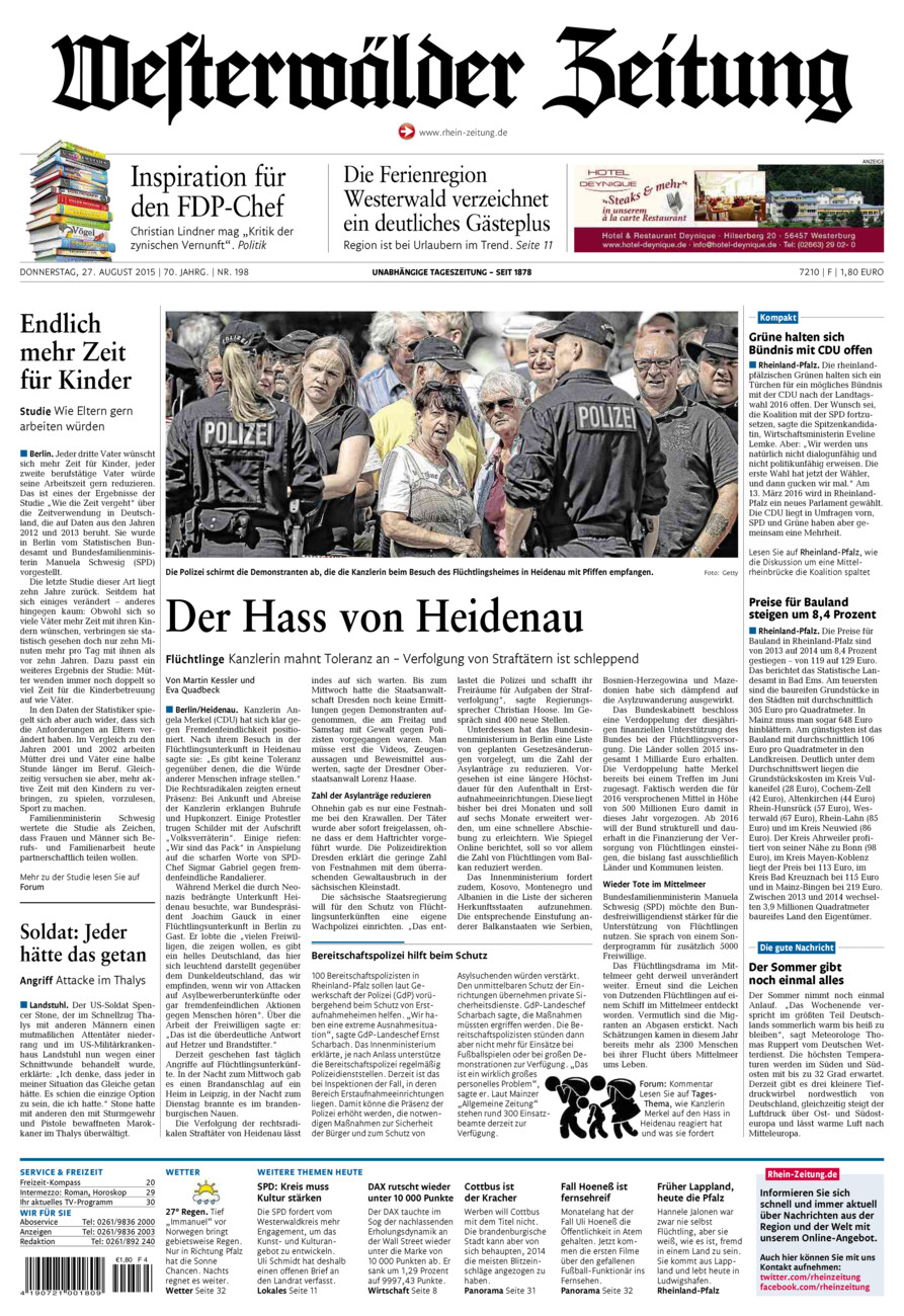 Westerwälder Zeitung vom Donnerstag, 27.08.2015