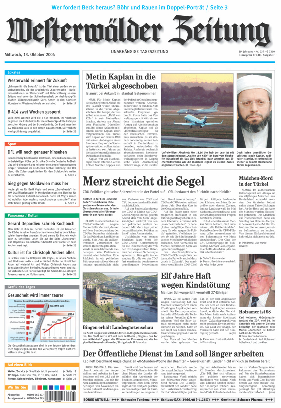 Westerwälder Zeitung vom Mittwoch, 13.10.2004