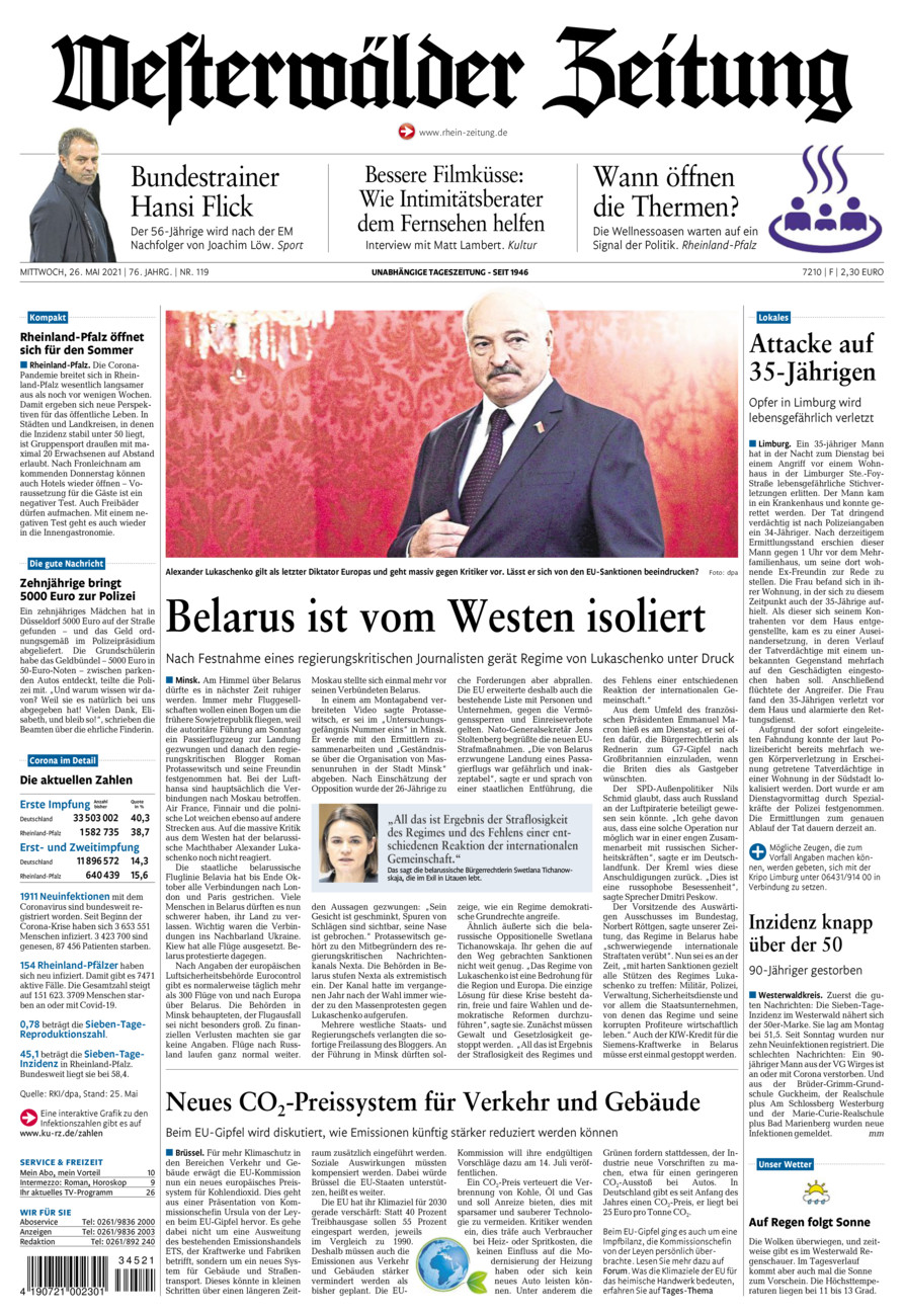 Westerwälder Zeitung vom Mittwoch, 26.05.2021
