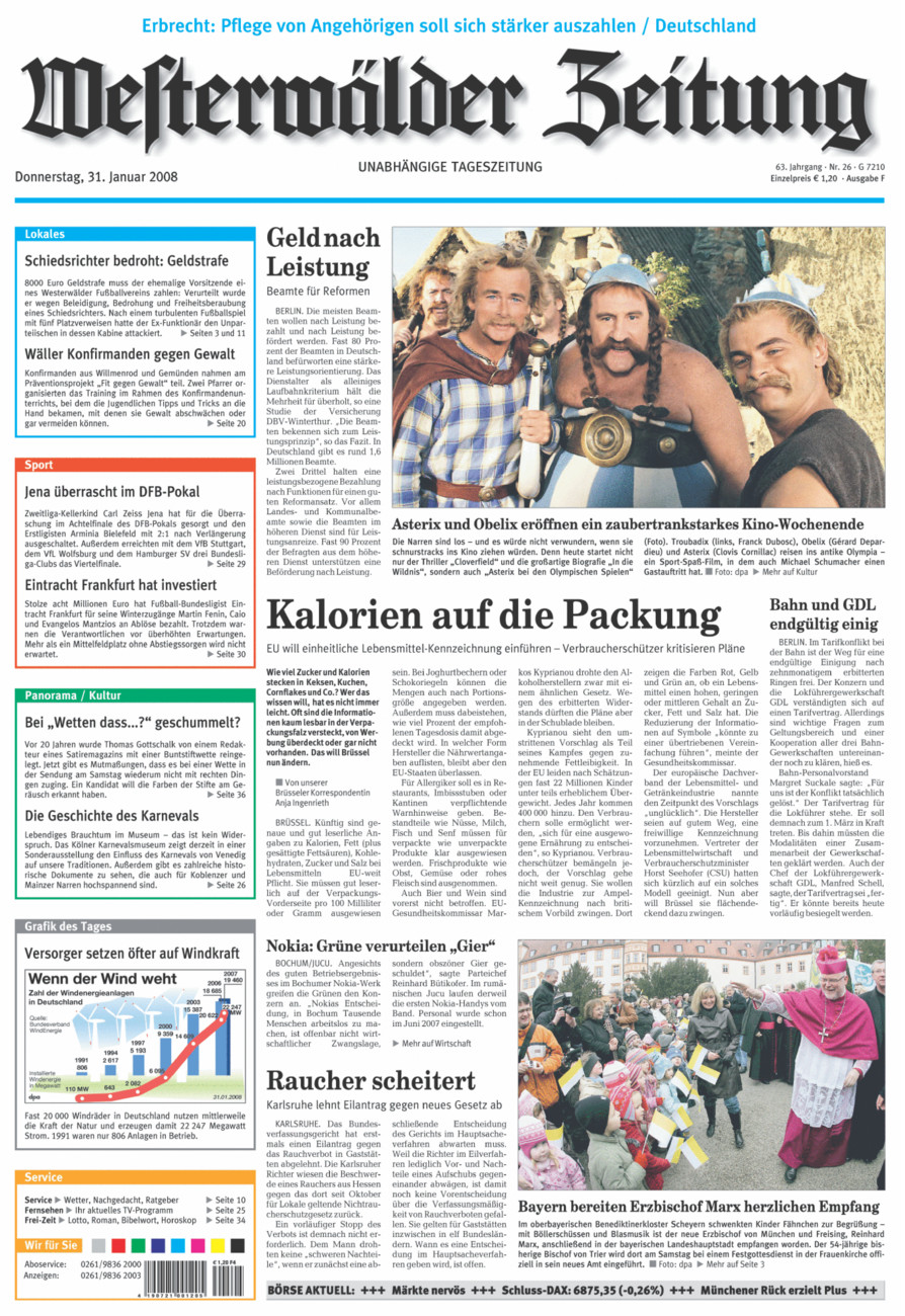 Westerwälder Zeitung vom Donnerstag, 31.01.2008