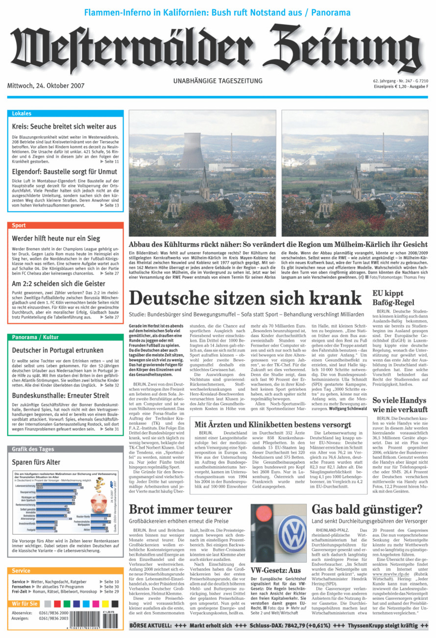 Westerwälder Zeitung vom Mittwoch, 24.10.2007