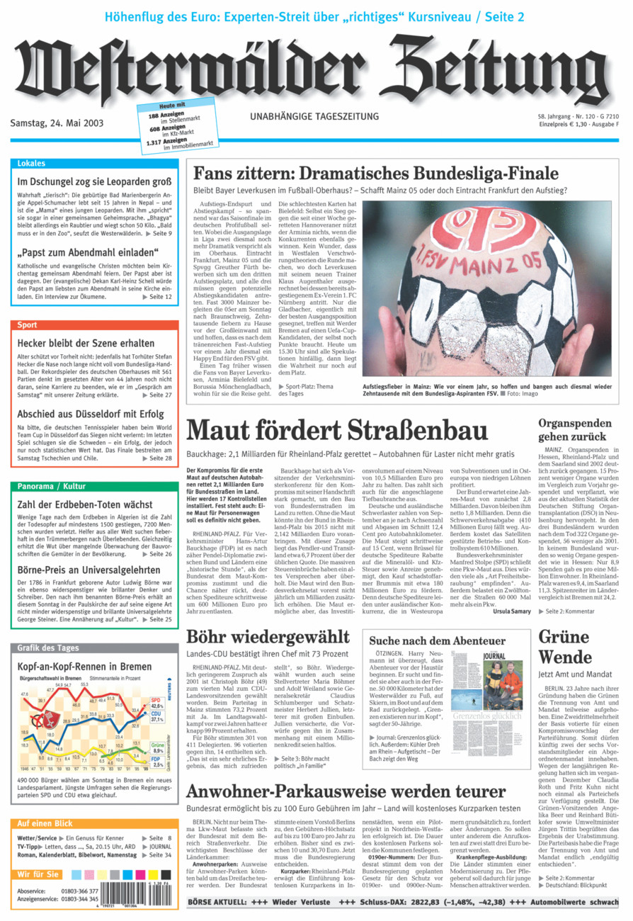 Westerwälder Zeitung vom Samstag, 24.05.2003