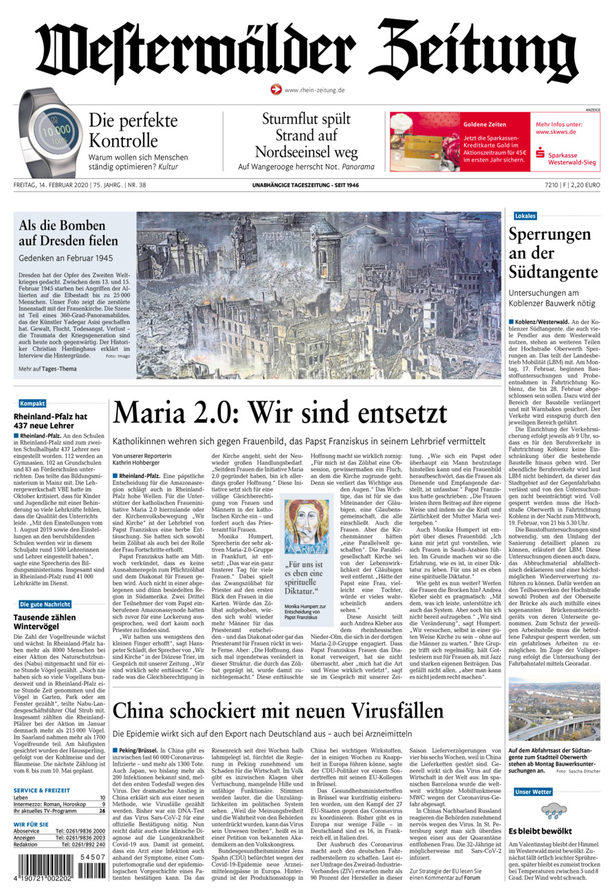 Westerwälder Zeitung vom Freitag, 14.02.2020