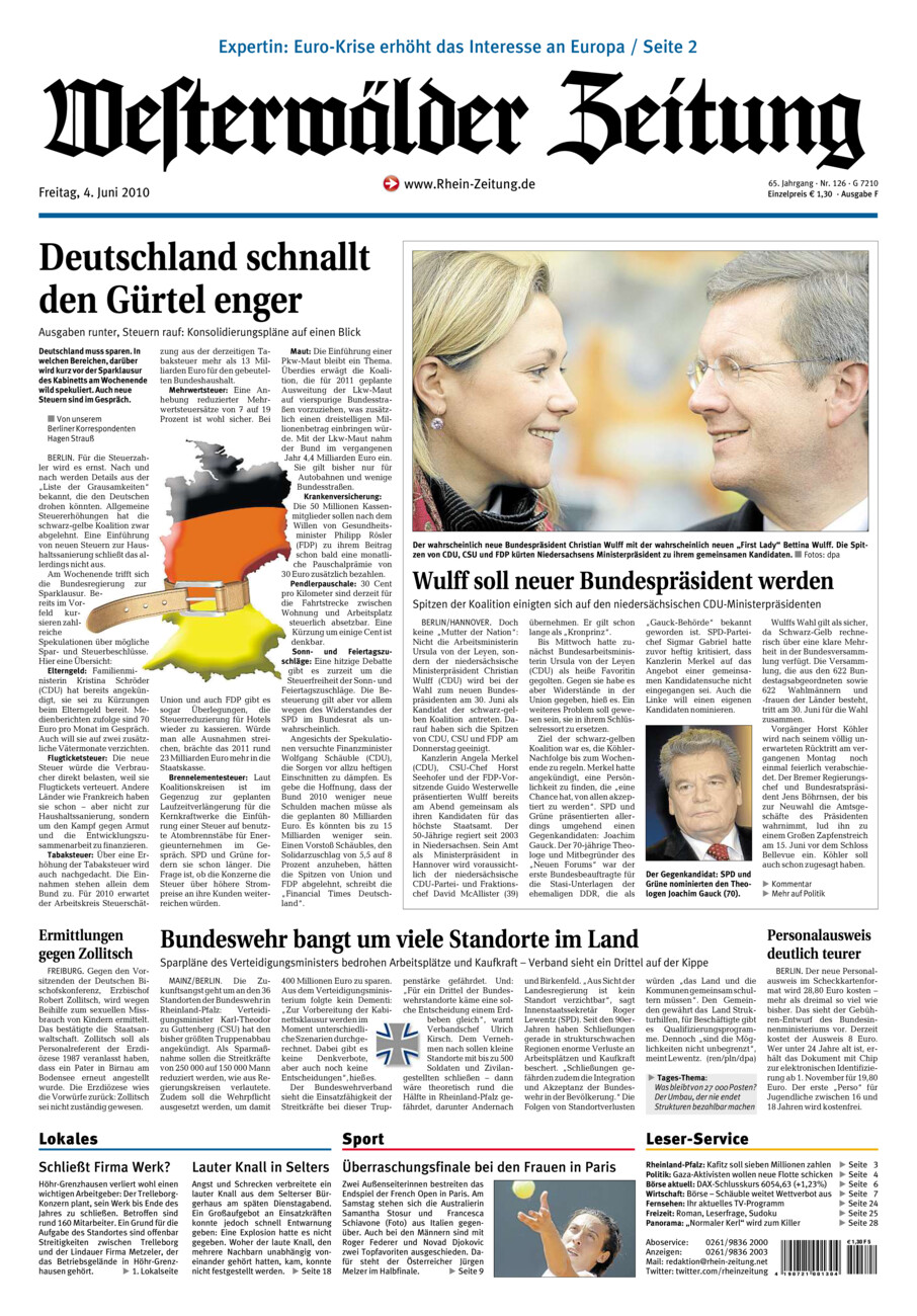 Westerwälder Zeitung vom Freitag, 04.06.2010