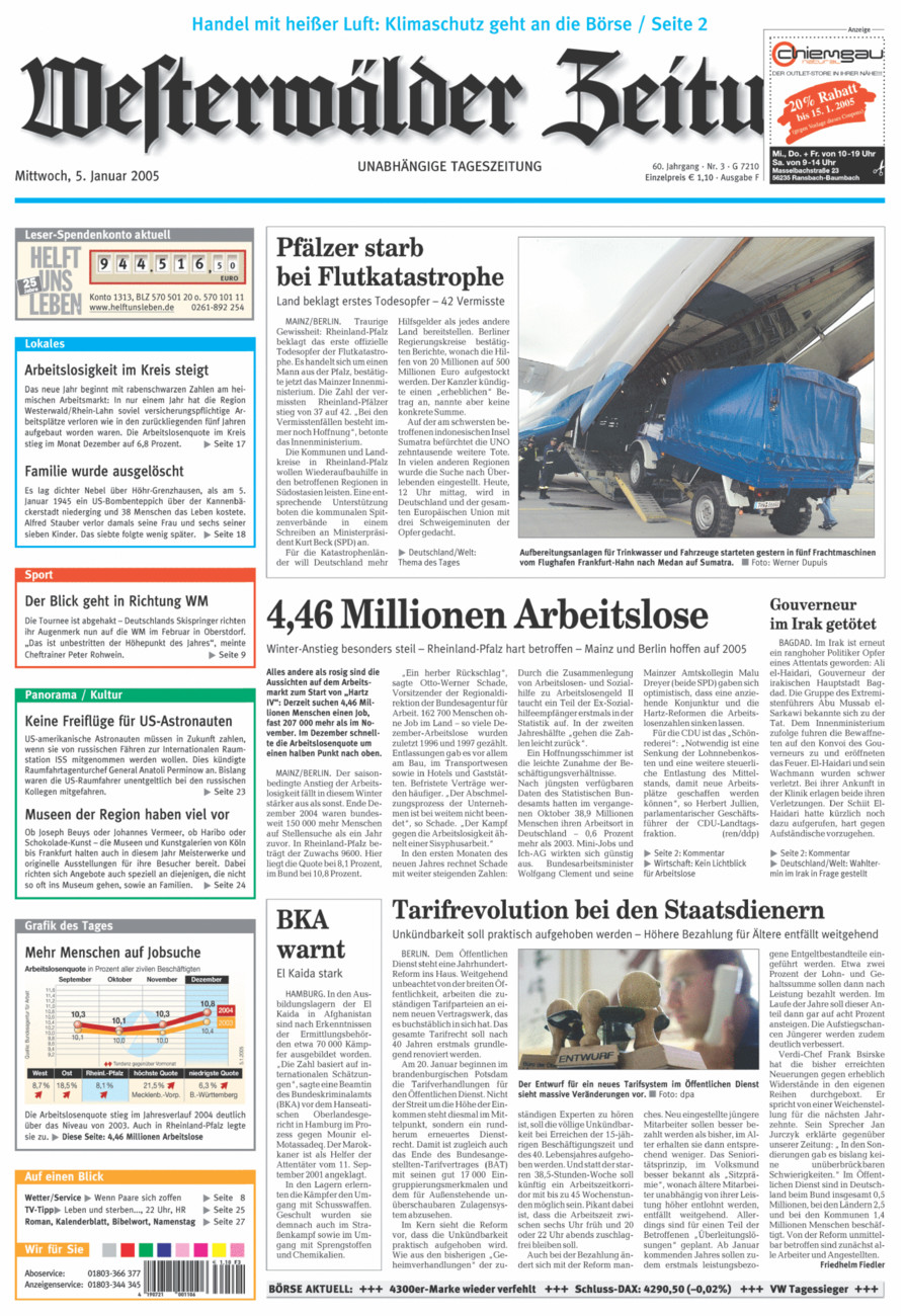 Westerwälder Zeitung vom Mittwoch, 05.01.2005