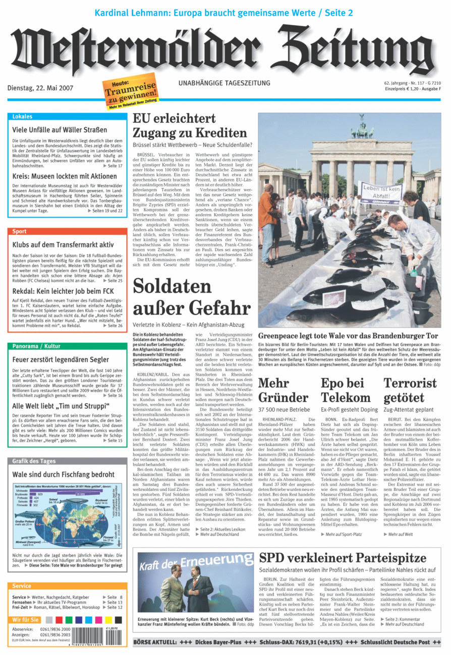 Westerwälder Zeitung vom Dienstag, 22.05.2007
