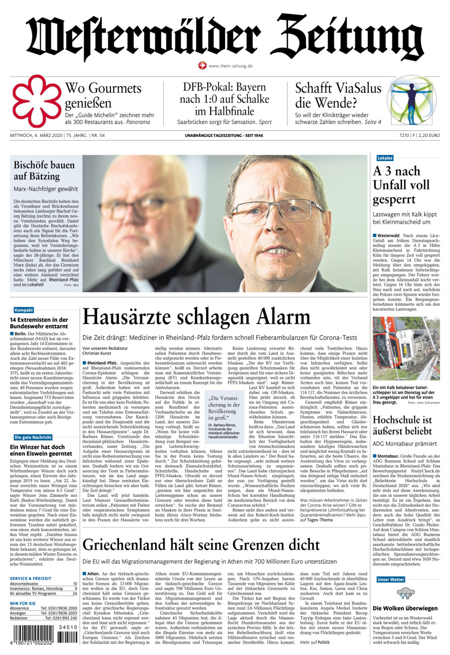 Westerwälder Zeitung vom Mittwoch, 04.03.2020