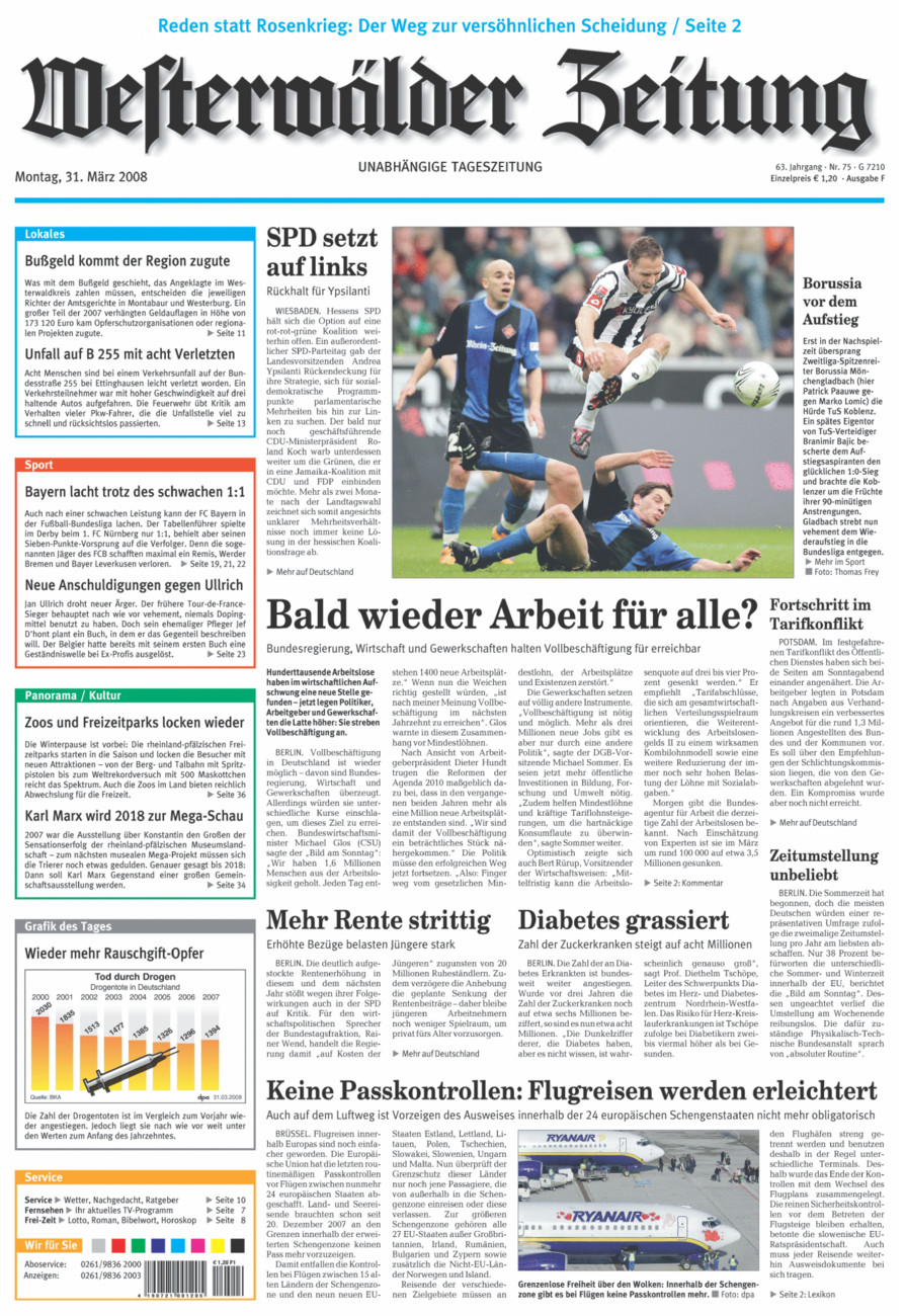 Westerwälder Zeitung vom Montag, 31.03.2008