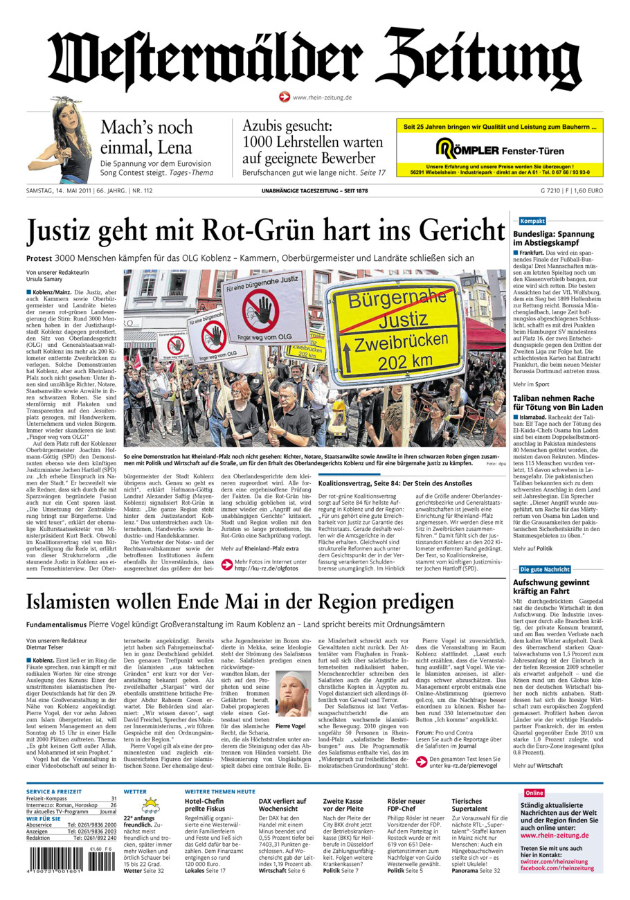 Westerwälder Zeitung vom Samstag, 14.05.2011