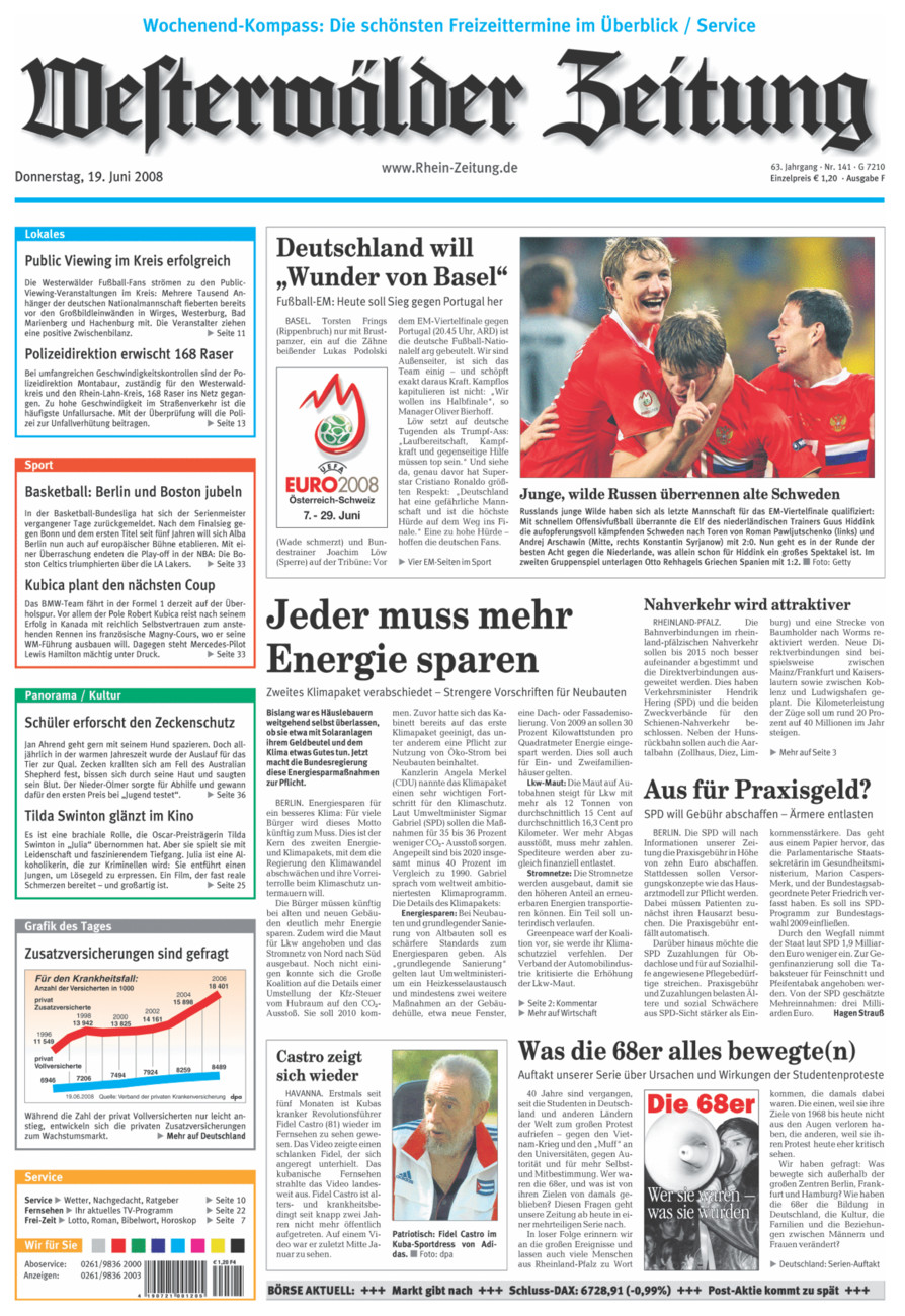 Westerwälder Zeitung vom Donnerstag, 19.06.2008