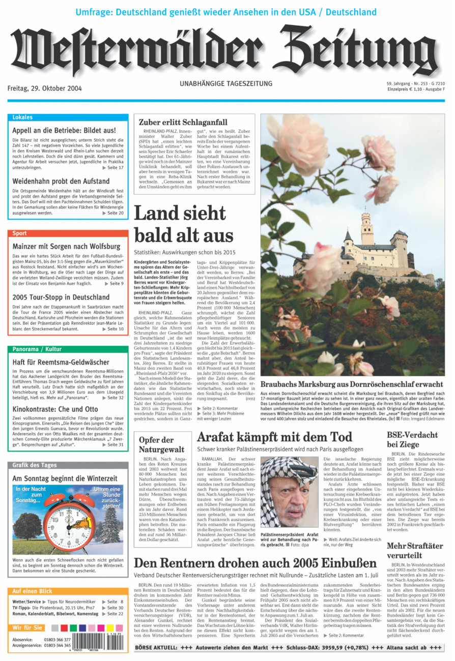 Westerwälder Zeitung vom Freitag, 29.10.2004