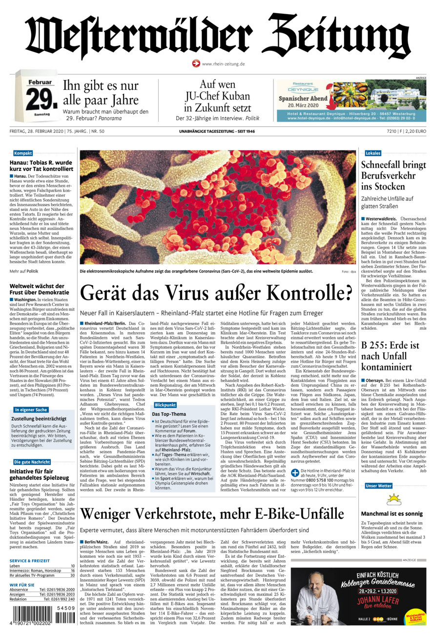 Westerwälder Zeitung vom Freitag, 28.02.2020