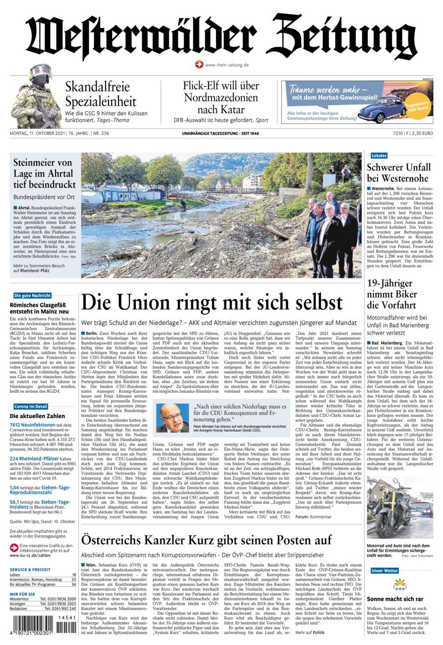 Westerwälder Zeitung vom Montag, 11.10.2021