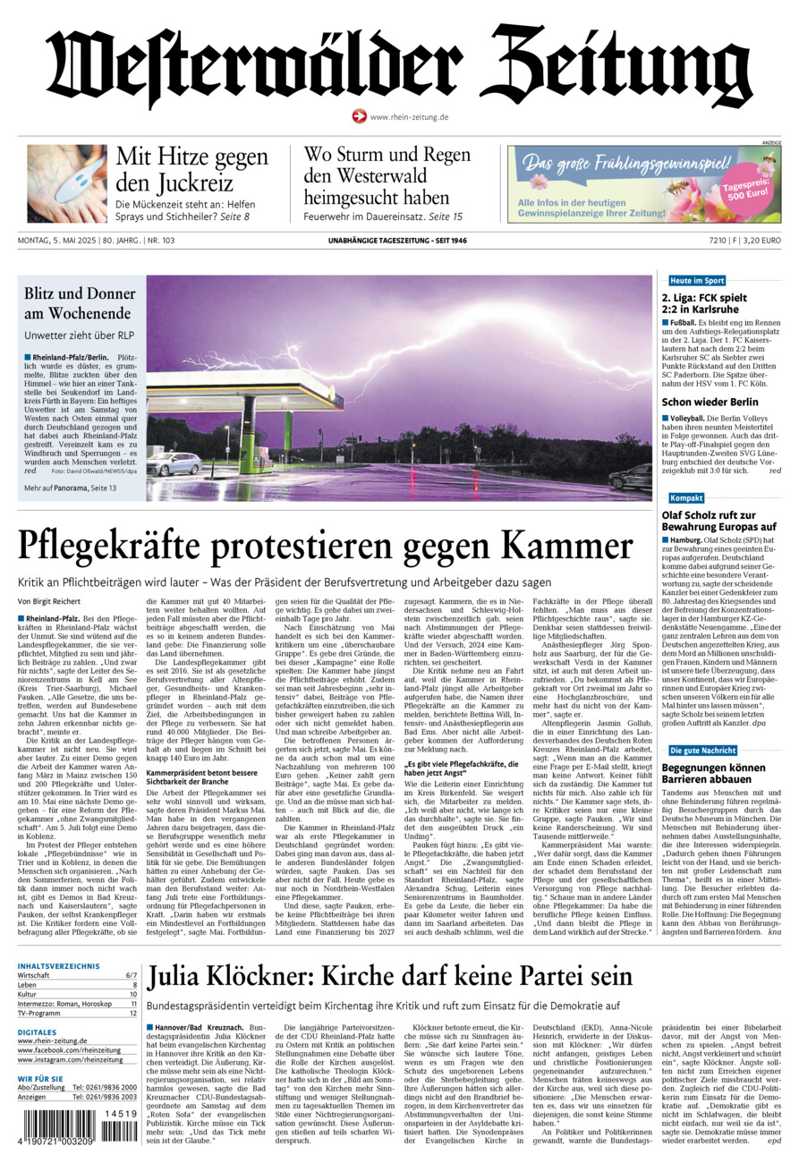 Westerwälder Zeitung vom Montag, 05.05.2025