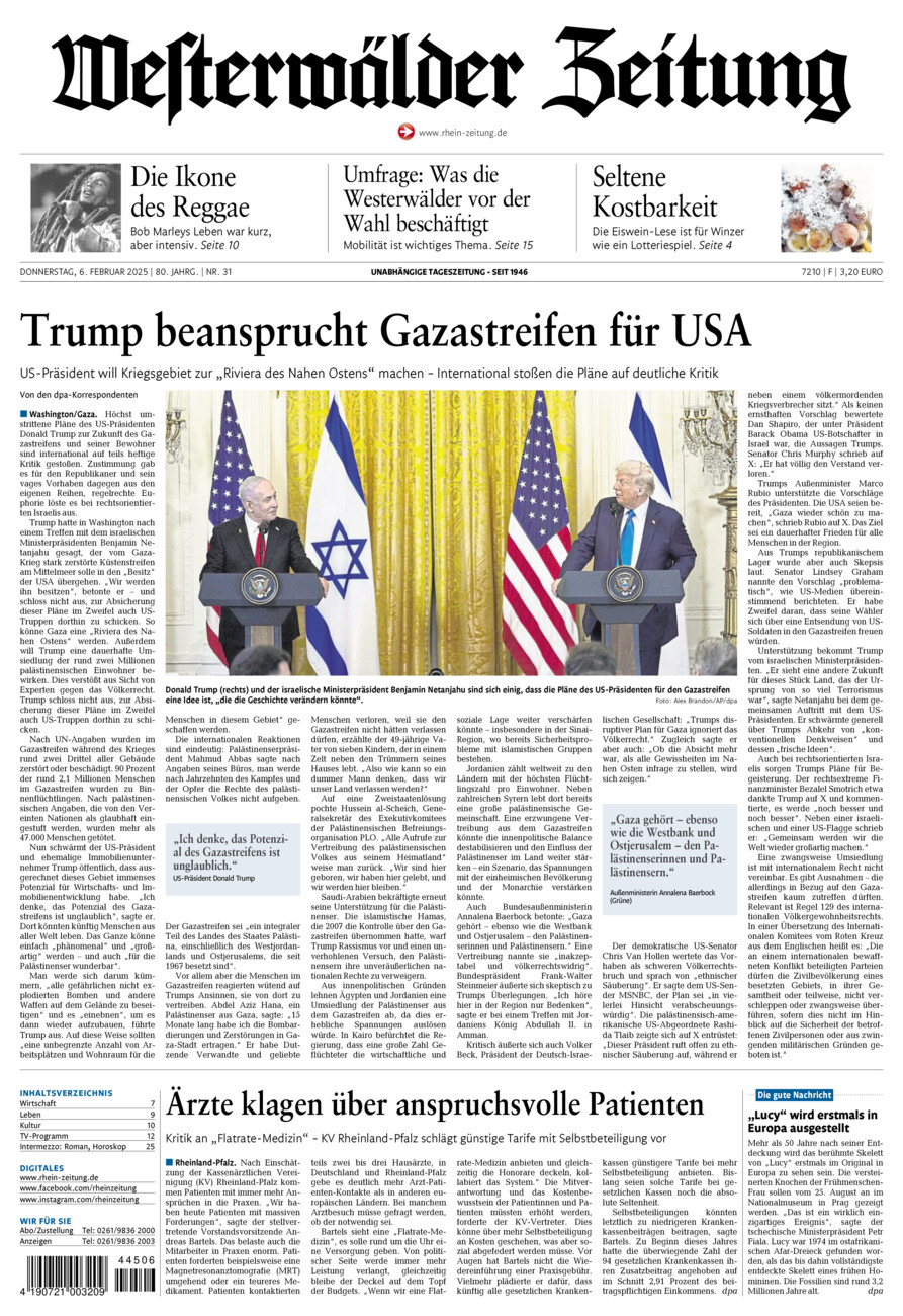 Westerwälder Zeitung vom Donnerstag, 06.02.2025