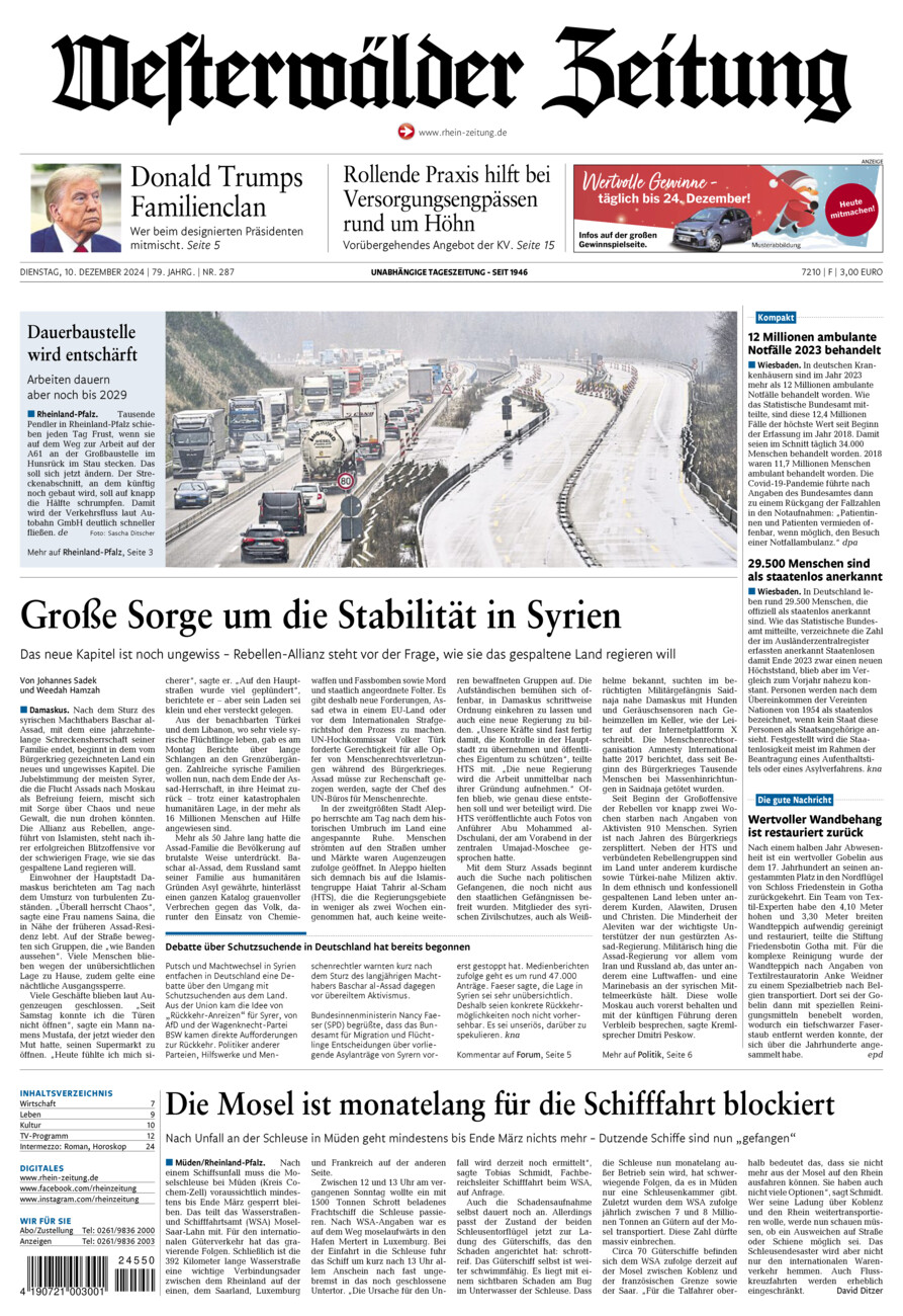 Westerwälder Zeitung vom Dienstag, 10.12.2024