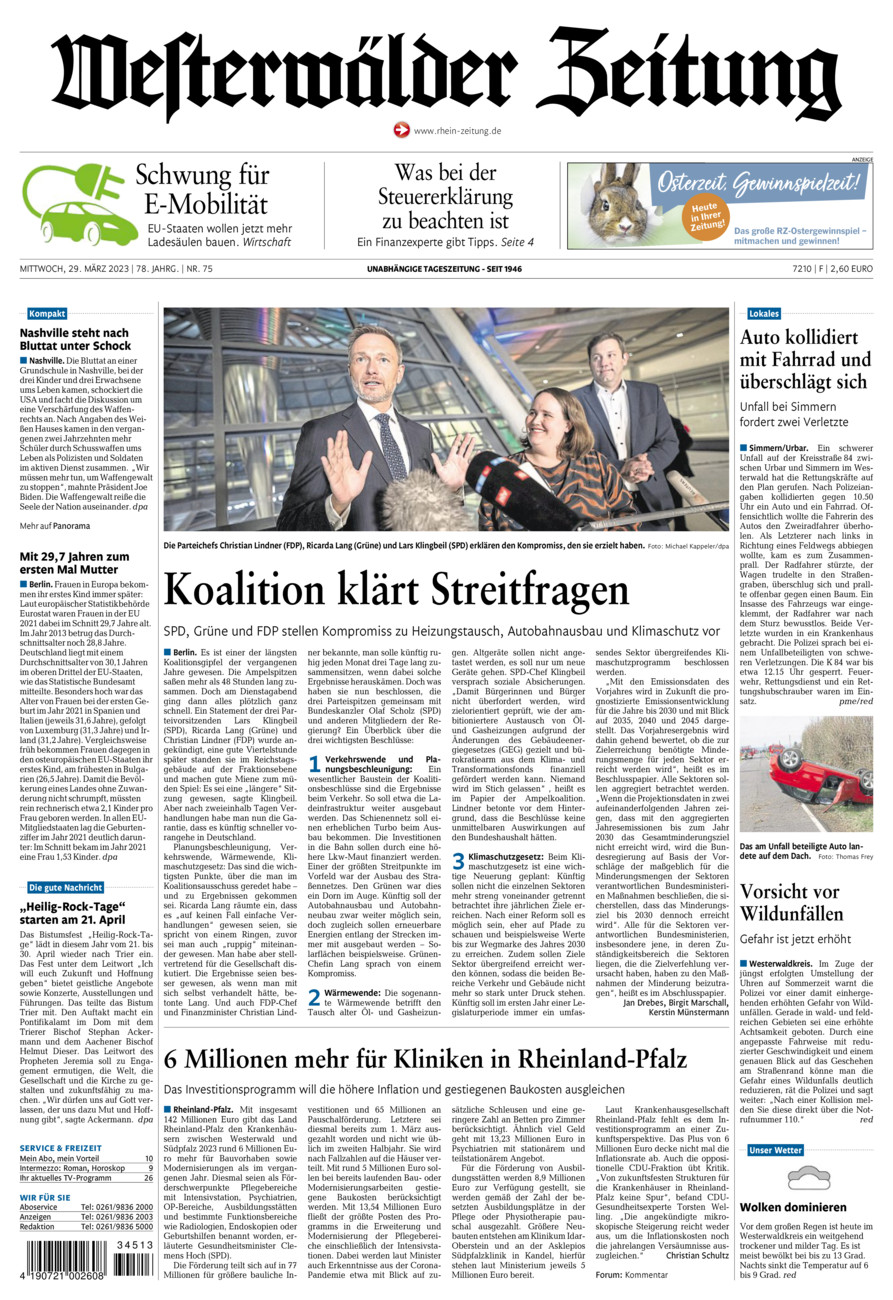 Westerwälder Zeitung vom Mittwoch, 29.03.2023