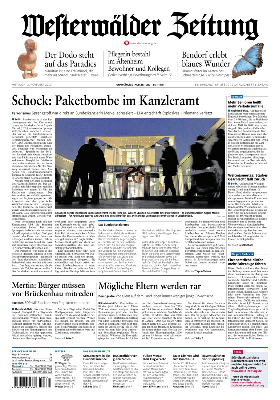 Westerwälder Zeitung vom Mittwoch, 03.11.2010
