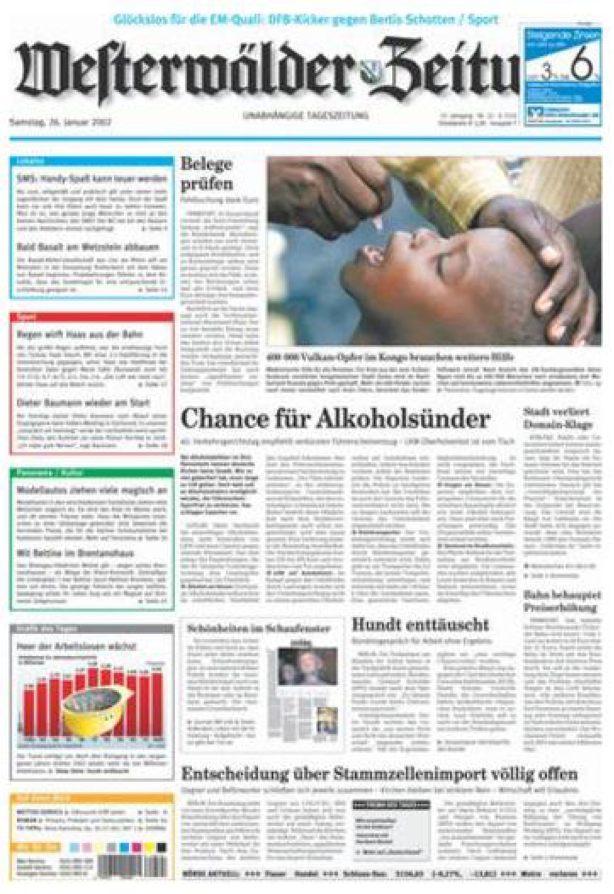 Westerwälder Zeitung vom Samstag, 26.01.2002