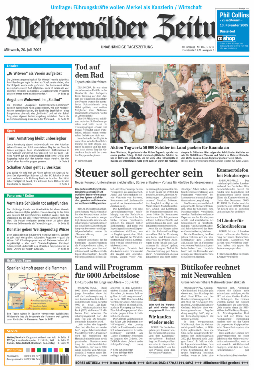 Westerwälder Zeitung vom Mittwoch, 20.07.2005