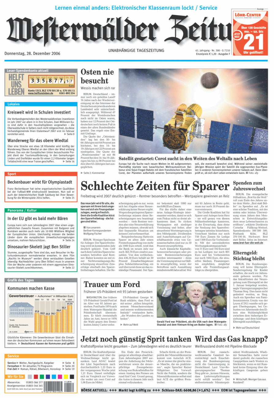 Westerwälder Zeitung vom Donnerstag, 28.12.2006