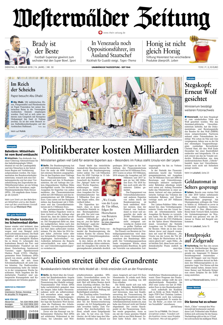 Westerwälder Zeitung vom Dienstag, 05.02.2019