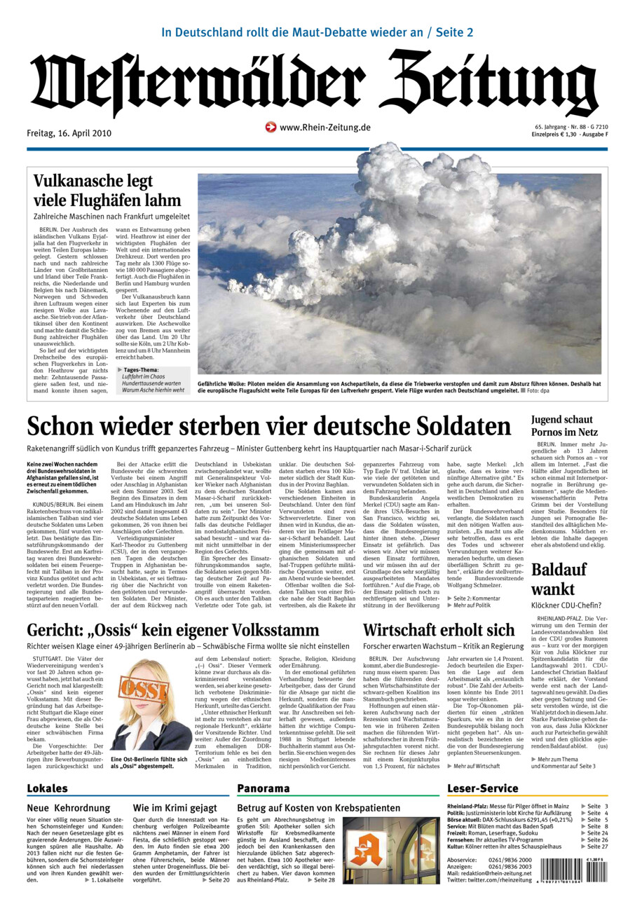 Westerwälder Zeitung vom Freitag, 16.04.2010