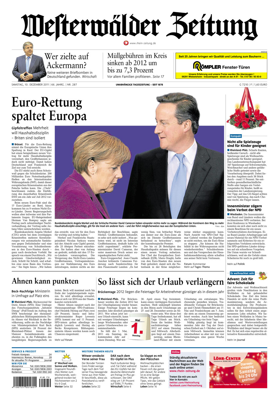 Westerwälder Zeitung vom Samstag, 10.12.2011