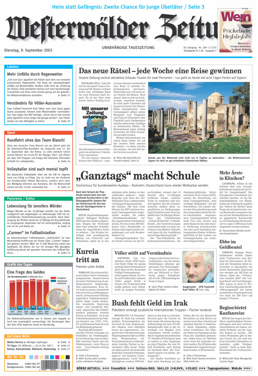 Westerwälder Zeitung vom Dienstag, 09.09.2003