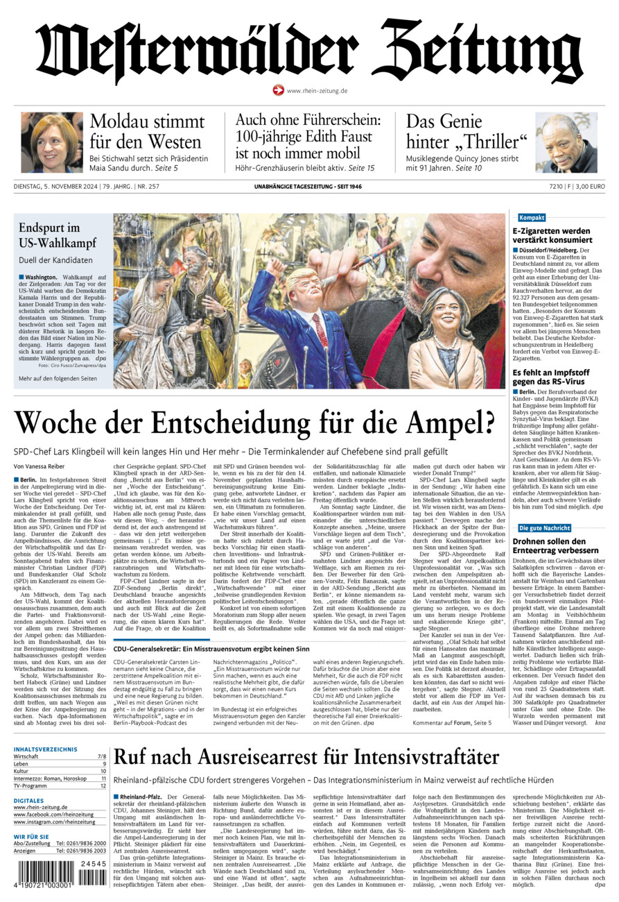 Westerwälder Zeitung vom Dienstag, 05.11.2024