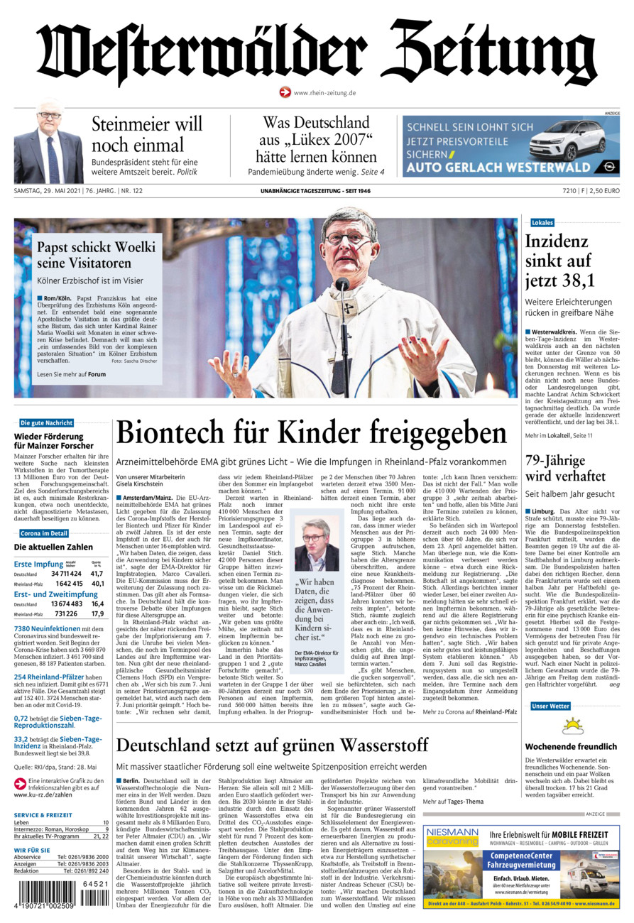 Westerwälder Zeitung vom Samstag, 29.05.2021